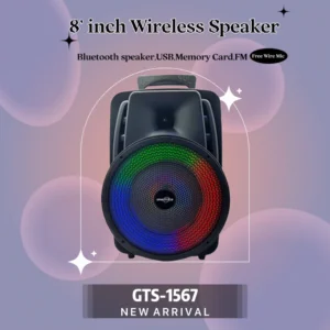 my-11134207-23010-6csijtglwhmvd5.webp GTS 1567 20 cm Wireless Portable Bluetooth Speaker With Led Light Radio Sd card USB