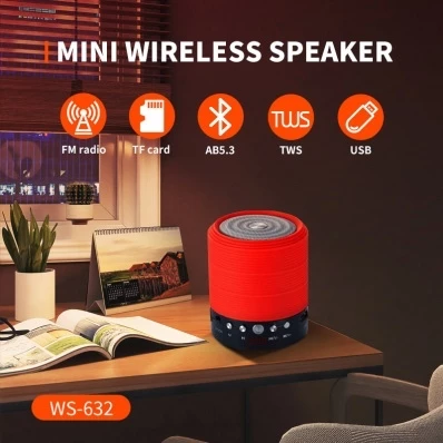 WS 632 Mini Portable Bluetooth Speaker  Play With USB TF card in the MP3 audio