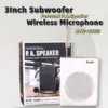 Brodu BTS1383  7 cm Subwoofer P A Speaker Support USB TF card FM Radio Rechargeable Lithium battery Wireless Microphone